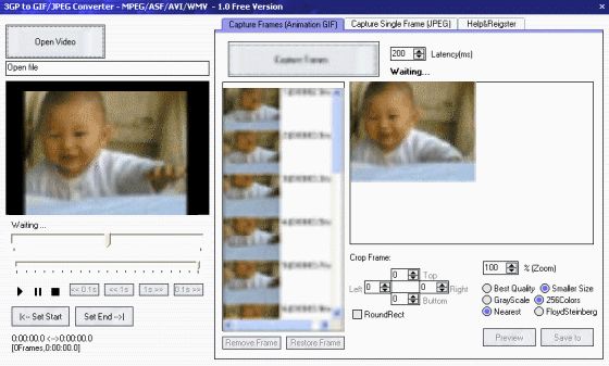 The Screenshot of 3GP to GIF/JPEG Converter