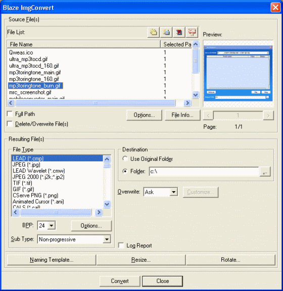 screenshot of Blaze ImgConvert
