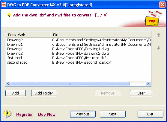 The Screenshot of DWG to PDF Converter MX