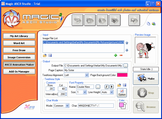 Window of ASCII Animation Maker