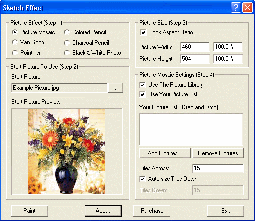 screenshot of Sketch Effect - Main information