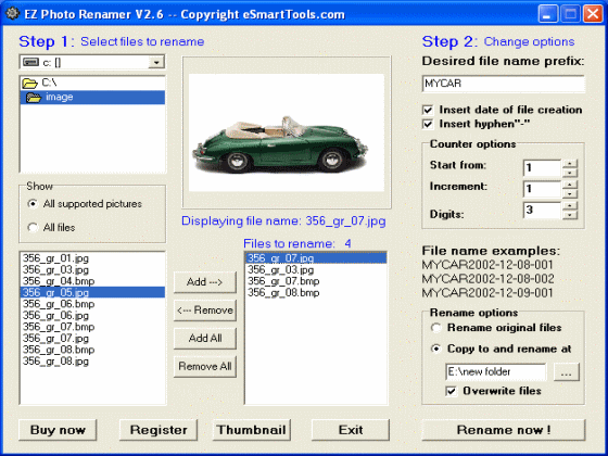 The Screenshot of EZ Photo Renamer