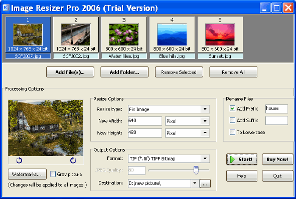 Main Window - Image Resizer Pro 2006