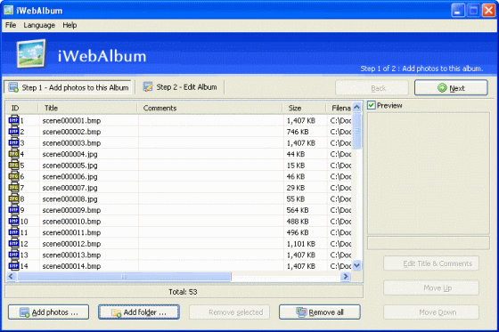 Screenshot of iWebAlbum