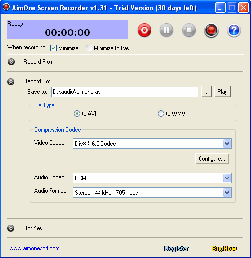 AVI Setting - AimOne Screen Recorder