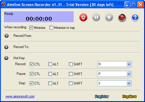 Hot Keys - AimOne Screen Recorder