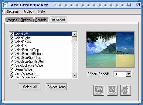 Select Transitions - Ace Screensaver Maker