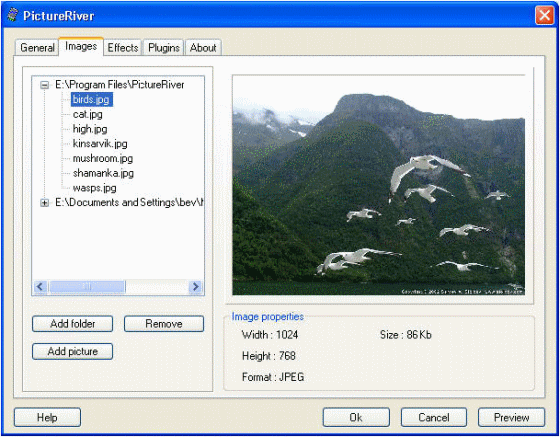 screenshot of PictureRiver - Images