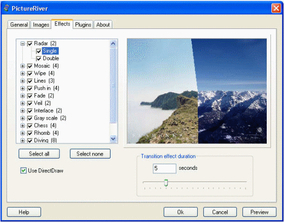 screenshot of PictureRiver - Effects