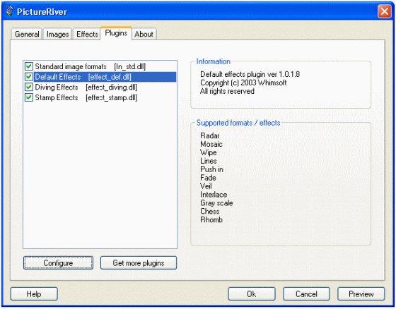 screenshot of PictureRiver - Plugins