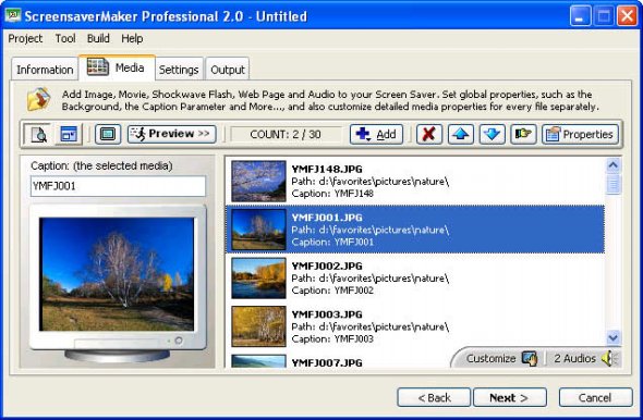add media into screensaver - screensaver maker