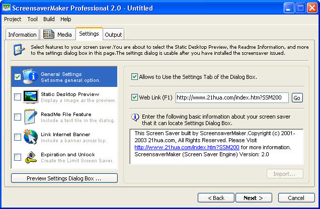 Screensaver Maker Settings