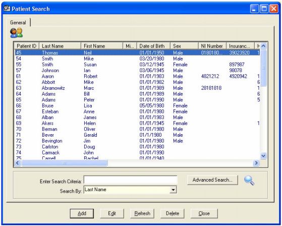 Screenshot of Patient Finder