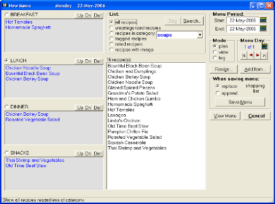 The Screenshot of Menu window