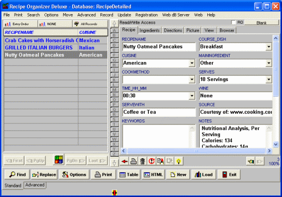 organize all your Recipe records