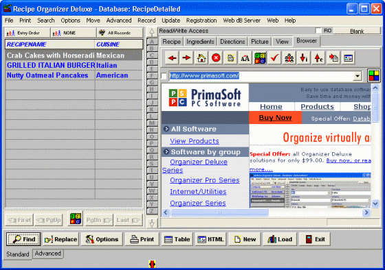 Recipe Organizer Deluxe - Browser