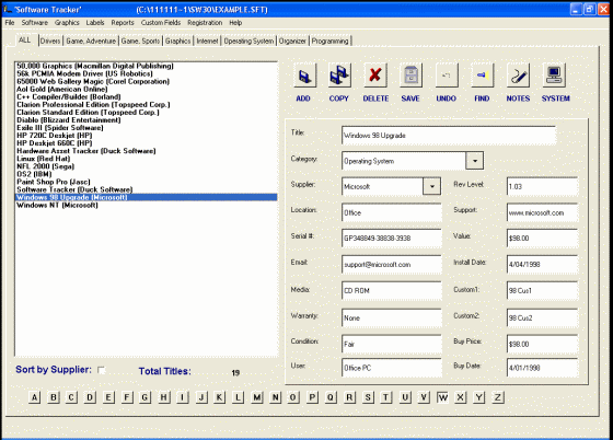 The Screenshot of Software Tracker