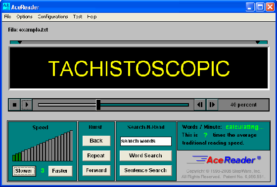 Main screen - AceReader