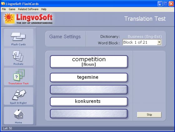 The Screenshot of LingvoSoft FlashCards