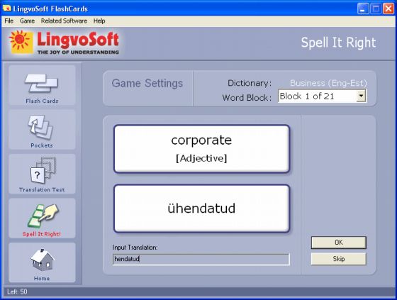 The Screenshot of LingvoSoft FlashCards