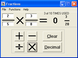 Screenshot of Fractions n Decimals