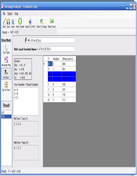 Karnaugh Analyzer