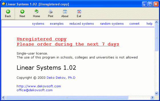 Linear Systems screenshot