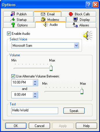 Audio Caller ID software screenshot