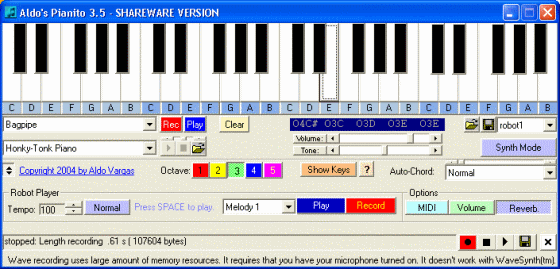 The Screenshot of Aldo's Pianito
