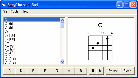 Guitar chord editor screenshot