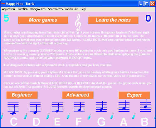 screenshot of Happy Note! Tetris
