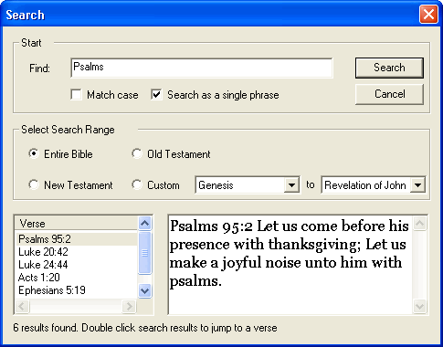 Bible searching tool