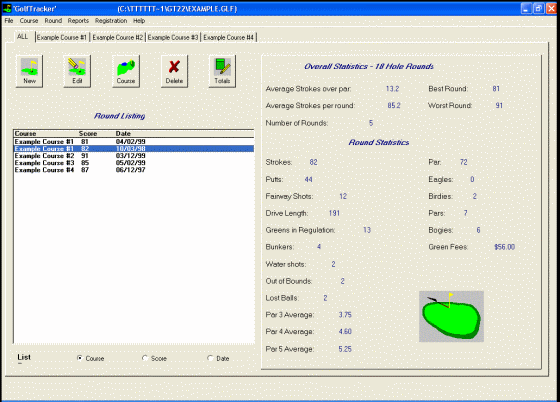 Screenshot of Golf Tracker