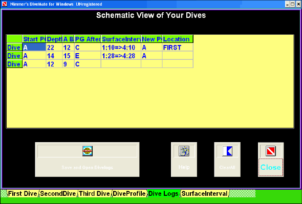 DiveLogs of dive sport software