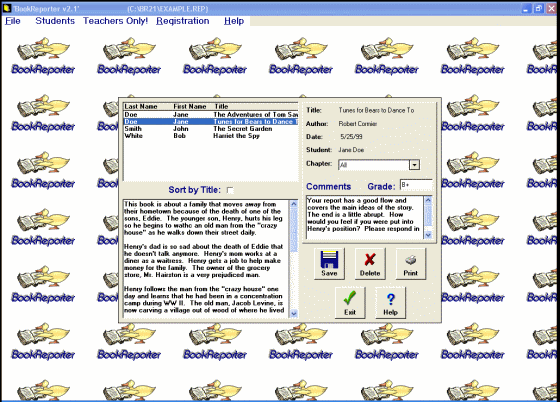 The Screenshot of Book Reporter