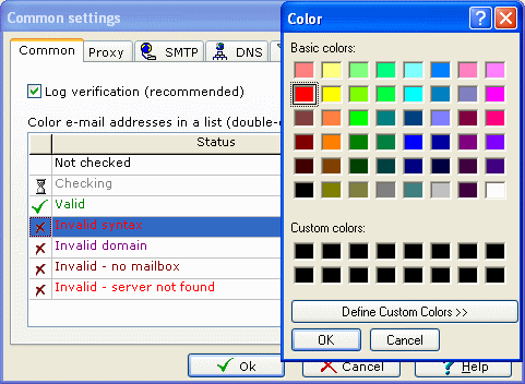status and color setting - Atomic Mail Verifier