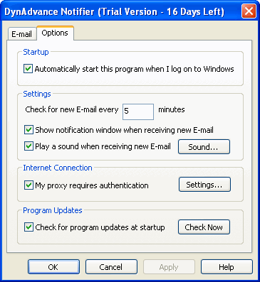 DynAdvance Notifier option