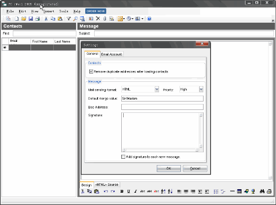 Setting page of PC iMail 2006