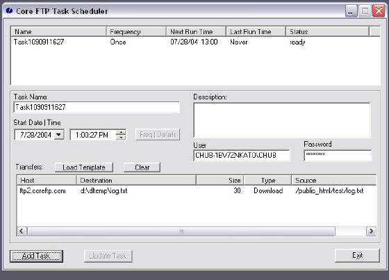 schedule ftp transfers with Core FTP Pro