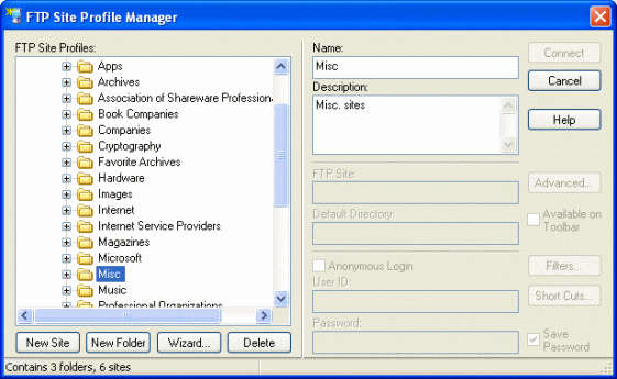 FTP Site Profile Manager
