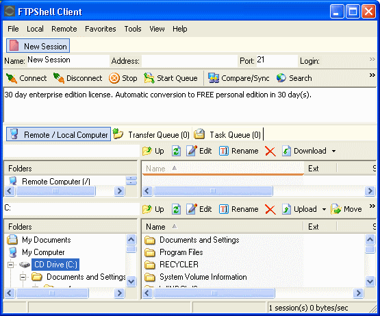 Screenshots of the main FTPShell Client window.