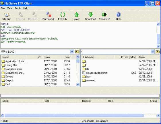 Screenshots of NetServe FTP Client - Site