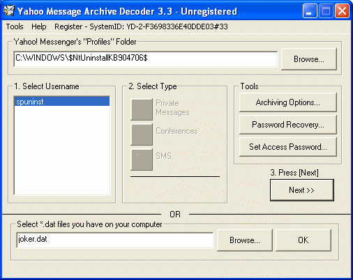 view message - yahoo message archive decoder