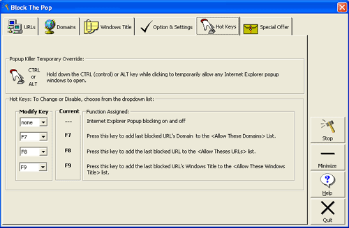 Options & Settings - Block The Pop