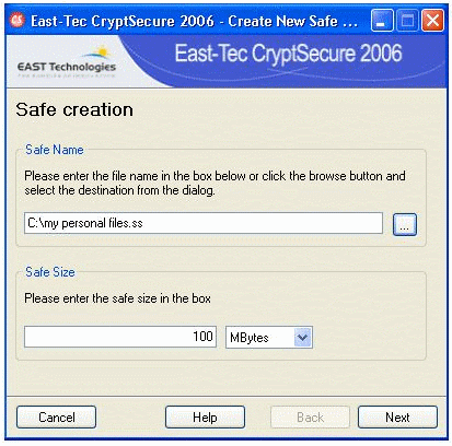 Screenshot - Safe creation