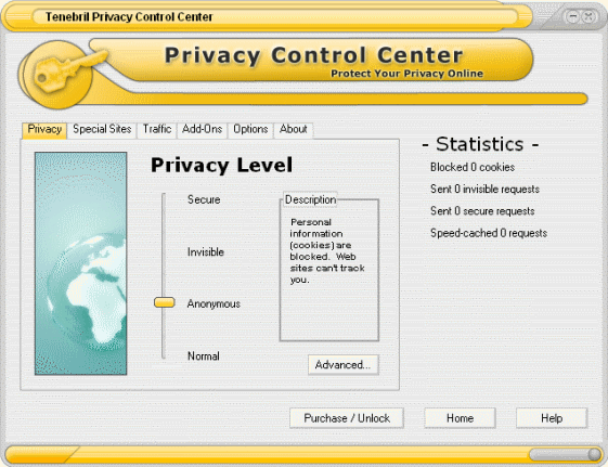 select privacy level - GhostSurf Standard
