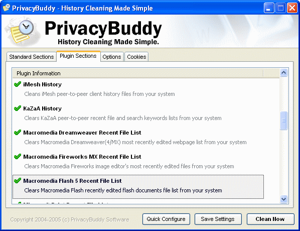 erase history, clean plugin - PrivacyBuddy