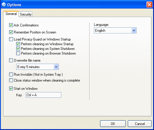 Privacy Guard general and security option