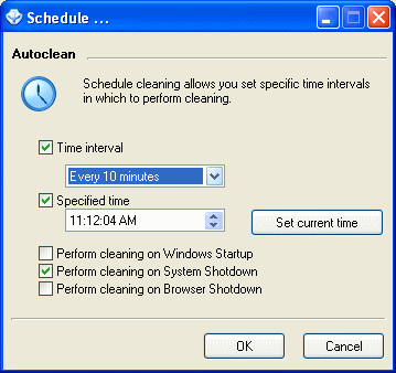 autoclean schedule of erase Internet tracks