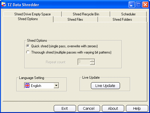Screenshot - Shred Options
